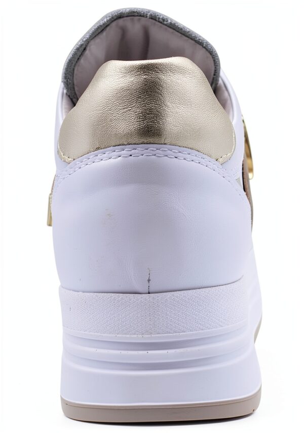 BAG Damen Sneaker Leder Flatform Schnürschuh Weiß-3