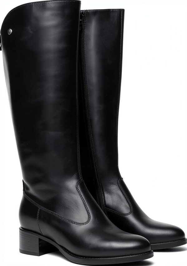 B.A.G. Damen Stiefel Leder Blockabsatz Schwarz-2