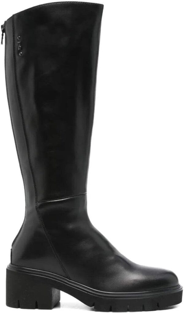 BAG Lederstiefel Schwarz Blockabsatz Reißverschluss Damen-2