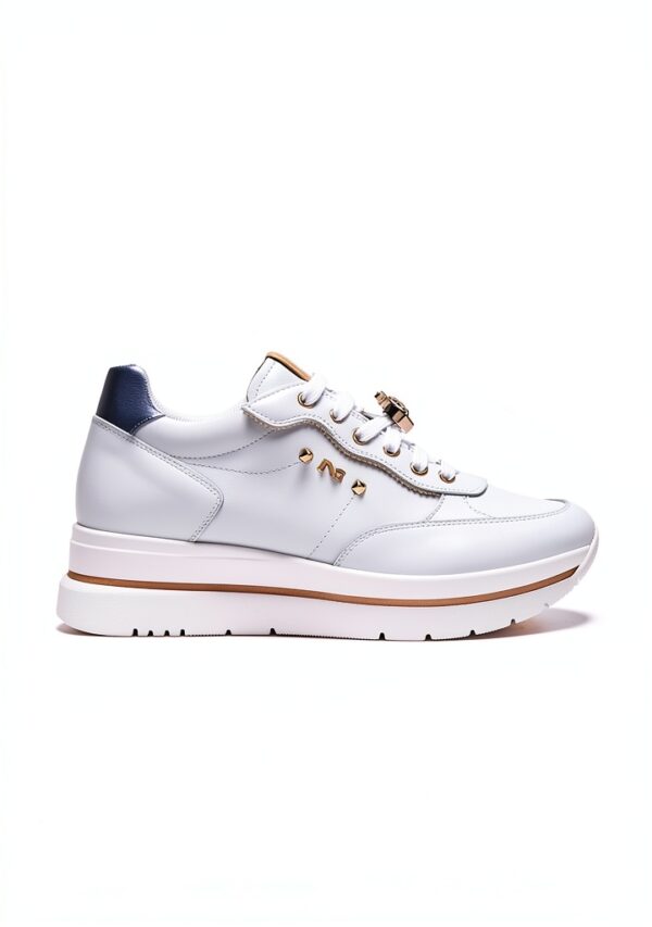B.A.G. Damenschuhe Leder Platform Schnürsenkel Weiß-1