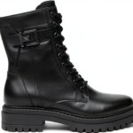 BAG Damen Stiefel Leder Blockabsatz Reißverschluss Schwarz-0