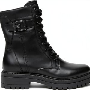 BAG Damen Stiefel Leder Blockabsatz Reißverschluss Schwarz-0