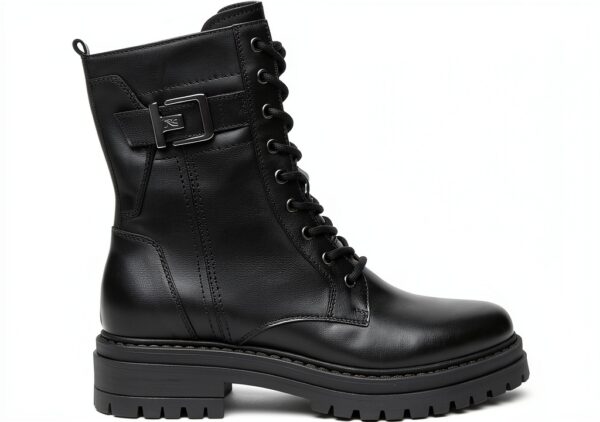BAG Damen Stiefel Leder Blockabsatz Reißverschluss Schwarz-0