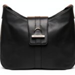 BAG Damen Leder Handtasche Schwarz Reißverschluss-0