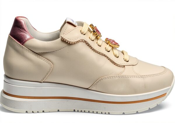 Nero Giardini Damen Sneaker Samt Schnürung Beige-4