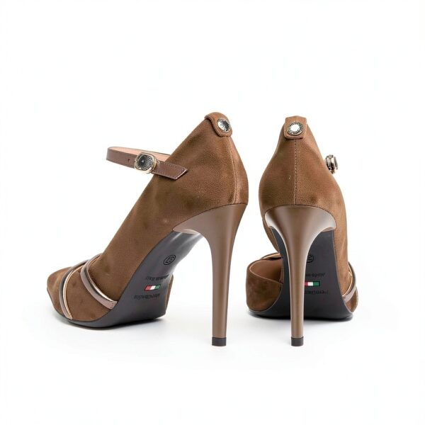 B.A.G. Damen Leder Stiletto Schnalle Braun Schuhe-4
