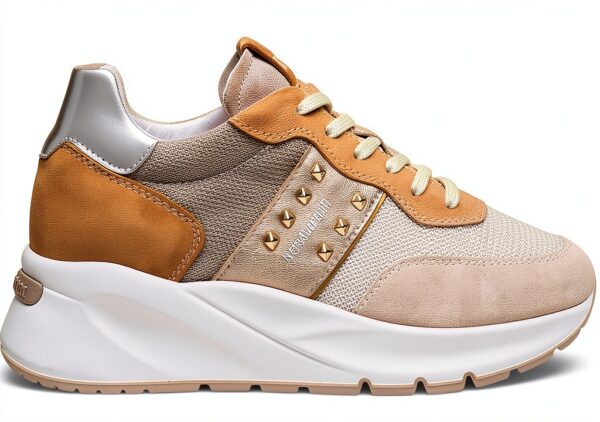BAG Damenschuhe Leder Canvas Schnürschuh Elfenbein-0