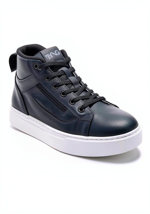 B.A.G. Herren Sneaker Leder Blau Reißverschluss-3