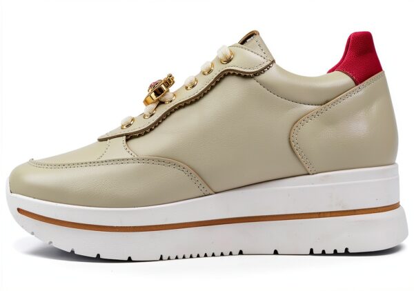 BAG Damenschuhe Leder Schnürschuh Elfenbein Flatform-3