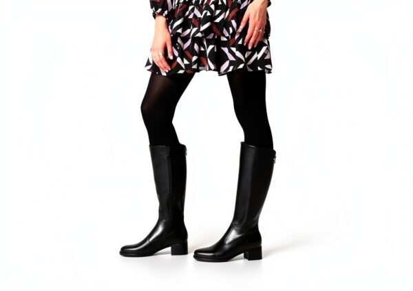 B.A.G. Damen Stiefel Leder Blockabsatz Schwarz-4