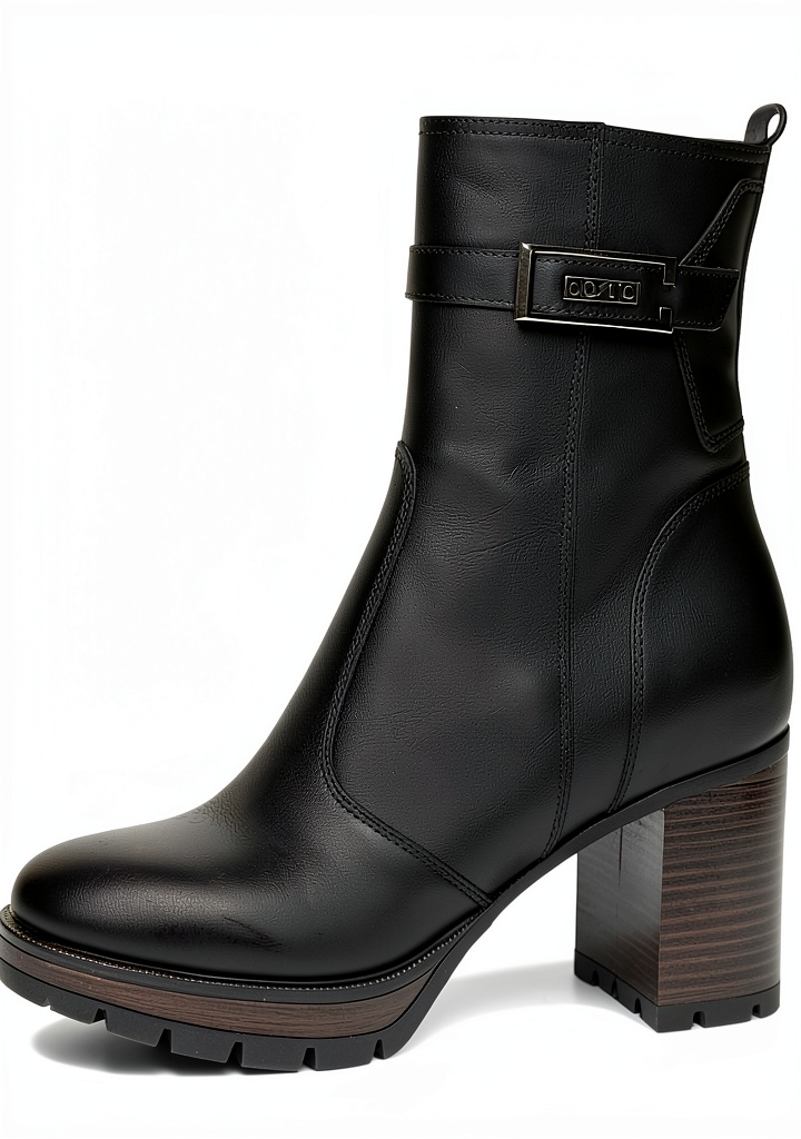 B.A.G. Damen-Stiefel in Schwarz mit Leder und Blockabsatz