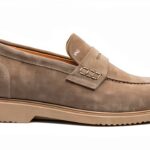 B.A.G. Herren Leder Mokassins Beige Lehm Blau Schuhe-0