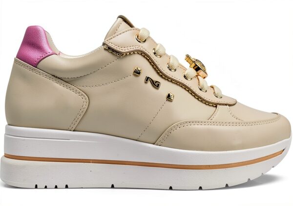 BAG Damenschuhe Leder Schnürschuh Elfenbein Flatform-1
