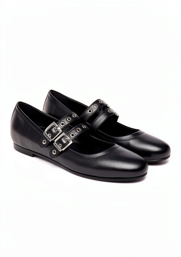 BAG Lederpumps Schwarz Blockabsatz Damen Schnalle-2