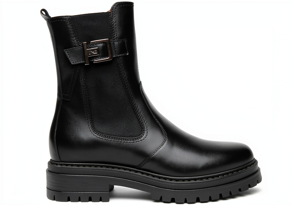 B.A.G. Damen-Stiefel in Schwarz mit Blockabsatz und Reißverschluss