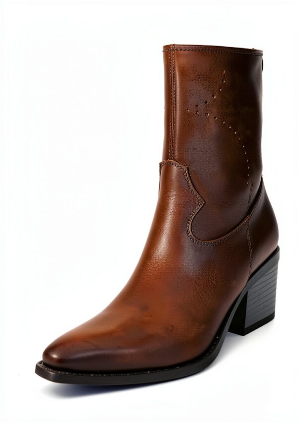 B.A.G. Damen Stiefel Leder Haselnussbraun Western Absatz-3