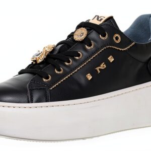 Nero Giardini Damen Schnürhalbschuhe Leder Schwarz Glitter-0