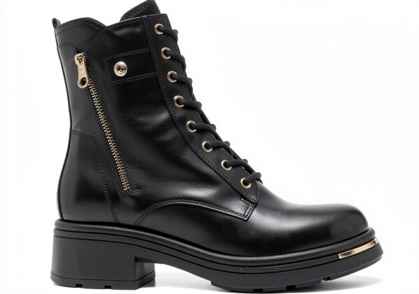 BAG Lederstiefel Schwarz Blockabsatz Reißverschluss Herren-0