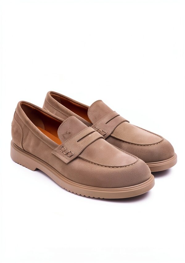 B.A.G. Herren Leder Mokassins Beige Lehm Blau Schuhe-2