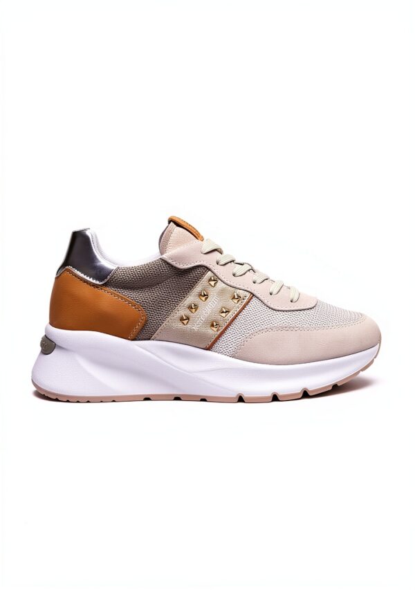 BAG Damenschuhe Leder Canvas Schnürschuh Elfenbein-1