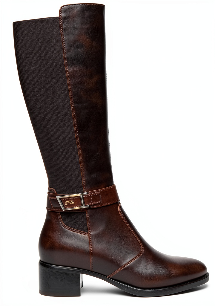 Nero Giardini Damen-Stiefel in Haselnussbraun auf grauem Hintergrund
