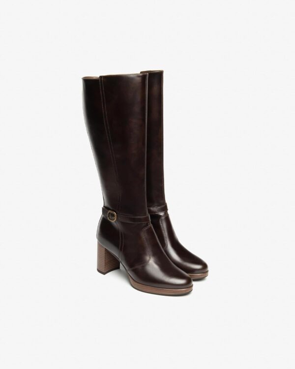 BAG Damen Stiefel Leder Blockabsatz Reißverschluss-2