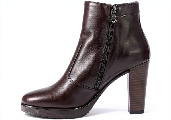 BAG Damen Stiefel Leder Schwarz Kegelabsatz Reißverschluss-1