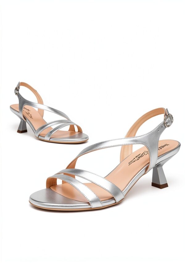 BAG Damenschuhe Leder Schnalle Silber Gold Damen-3
