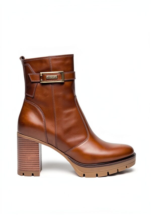 B.A.G. Damen-Stiefel Leder Blockabsatz Braun Größen 35-38-1