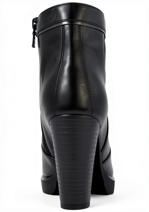 BAG Damen Stiefel Leder Schwarz Kegelabsatz Reißverschluss-3