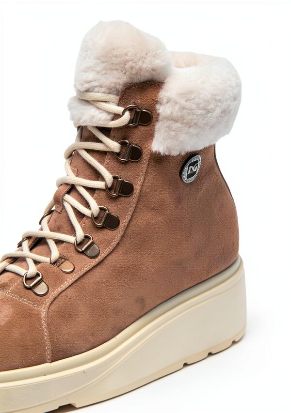 BAG Damen Stiefel Leder Braun Reißverschluss Flatform-3