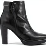 BAG Damen Stiefel Leder Schwarz Kegelabsatz Reißverschluss-0