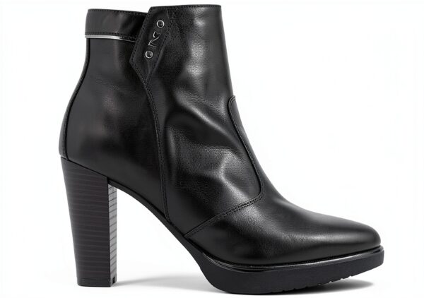 BAG Damen Stiefel Leder Schwarz Kegelabsatz Reißverschluss-0