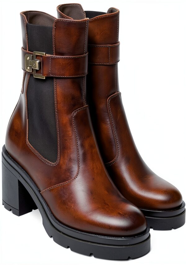 Nero Giardini Damen Stiefel Leder Blockabsatz Haselnussbraun-2