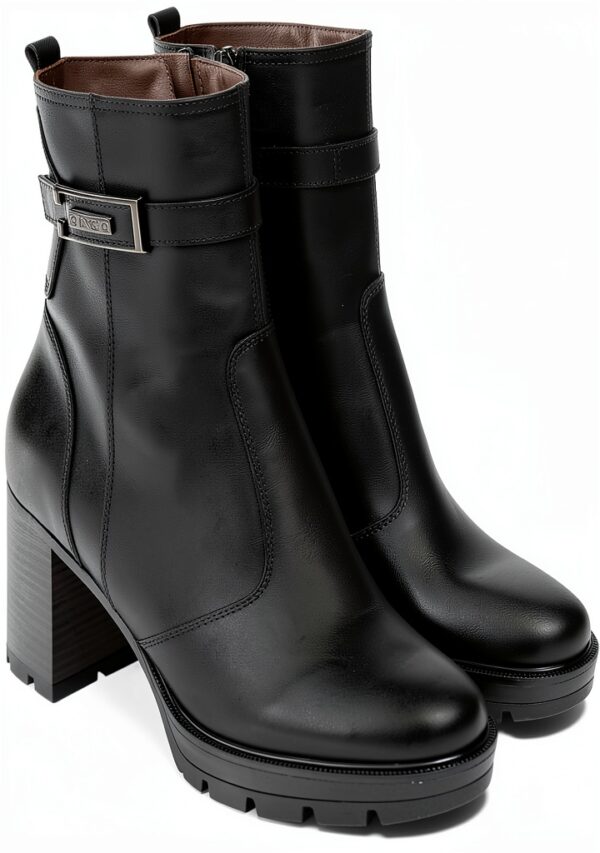 B.A.G. Damen Stiefel Leder Blockabsatz Reißverschluss-2
