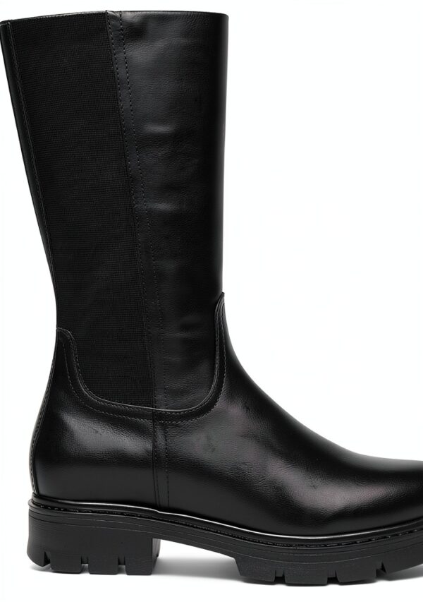 BAG Damen Stiefel Leder Blockabsatz Reißverschluss Schwarz-4