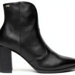 BAG Damen Stiefel Leder Blockabsatz Reißverschluss Schwarz-0