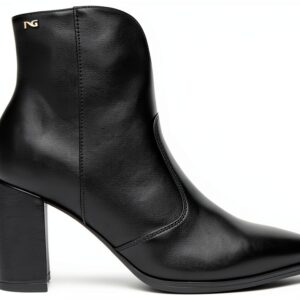 BAG Damen Stiefel Leder Blockabsatz Reißverschluss Schwarz-0