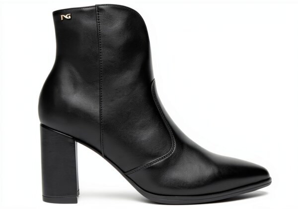 BAG Damen Stiefel Leder Blockabsatz Reißverschluss Schwarz-0