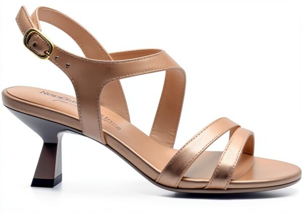 BAG Damenschuhe Leder Gold Silber Schnalle Absatz-4