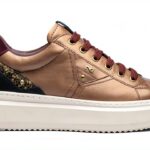 BAG Damen Sneaker Leder Flatform Schnürschuh Schwarz Bronze-0
