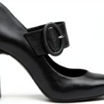 B.A.G. Lederschuhe Schwarz Blockabsatz Schnalle Damen-0