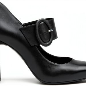 B.A.G. Lederschuhe Schwarz Blockabsatz Schnalle Damen-0