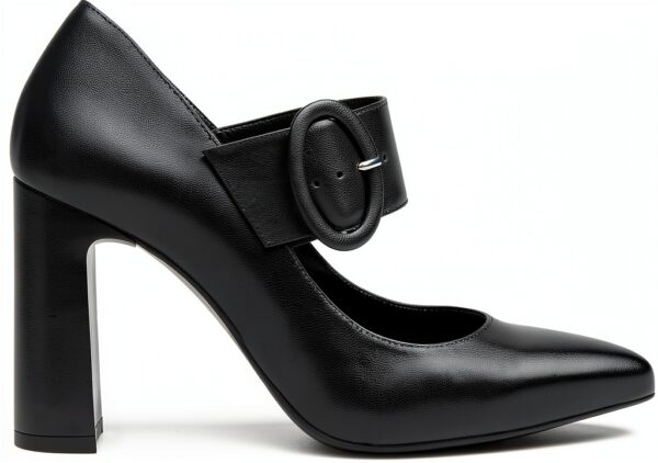 B.A.G. Lederschuhe Schwarz Blockabsatz Schnalle Damen-0