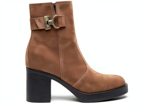 BAG Damen Stiefel Leder Blockabsatz Braun Schwarz-0