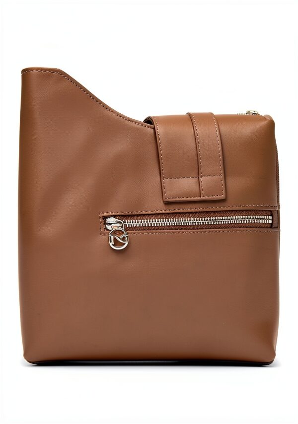 BAG Damen Leder Handtasche Reißverschluss Schwarz M-3