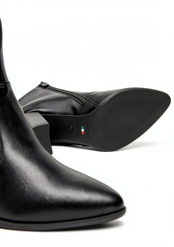 BAG Damen Stiefel Leder Blockabsatz Reißverschluss Schwarz-4