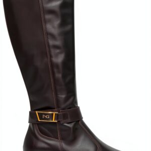 Nero Giardini Damen Stiefel Leder Kniehoch Blockabsatz Braun-0