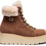 BAG Damen Stiefel Leder Braun Reißverschluss Flatform-0