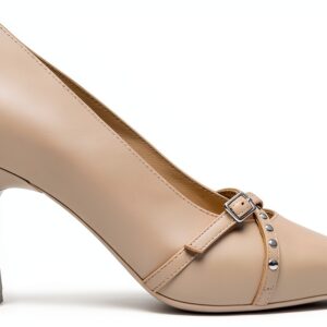 B.A.G. Damenschuhe Leder Diabolo Absatz Schwarz Beige-0